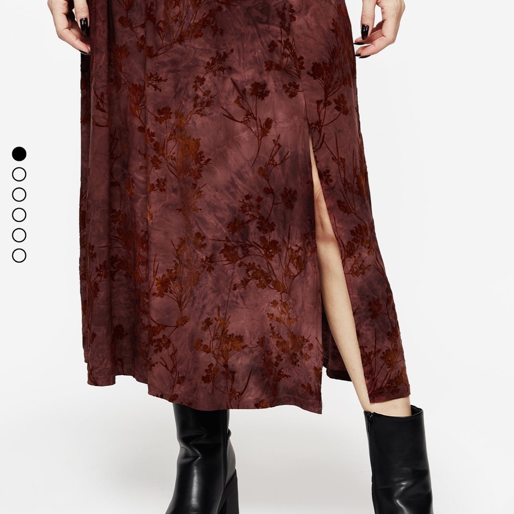 Wytchelm Floral Flocked Velour Midi Skirt